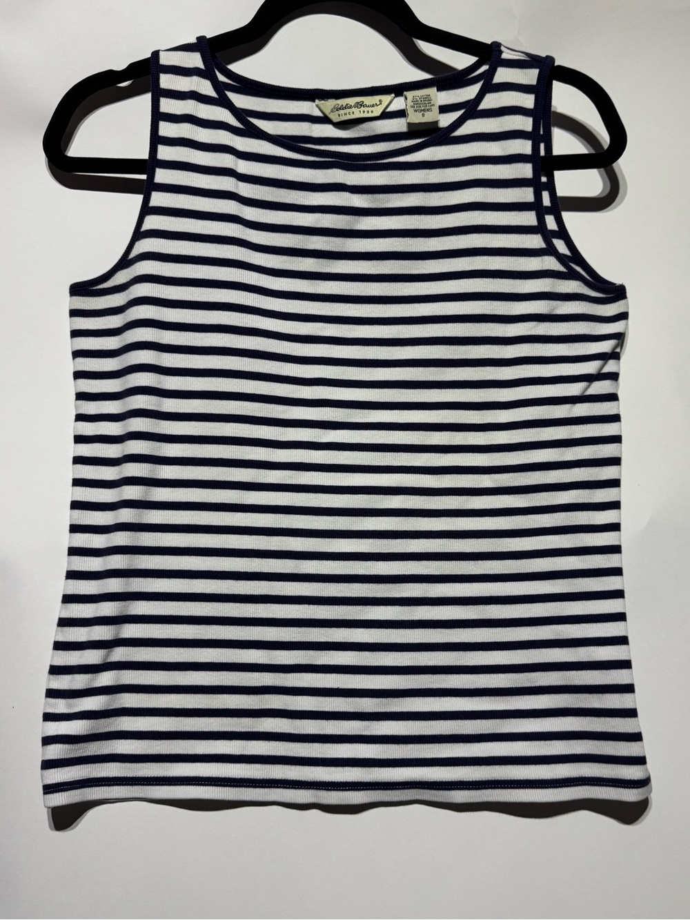 Eddie Baurer Cotton Blue and White Stripped Tank